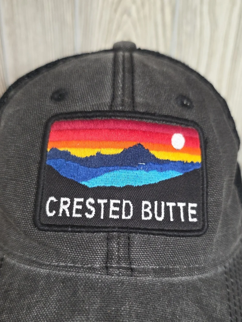 Legacy Crested Butte Faded Black Retro Style Trucker Hat With Patch
